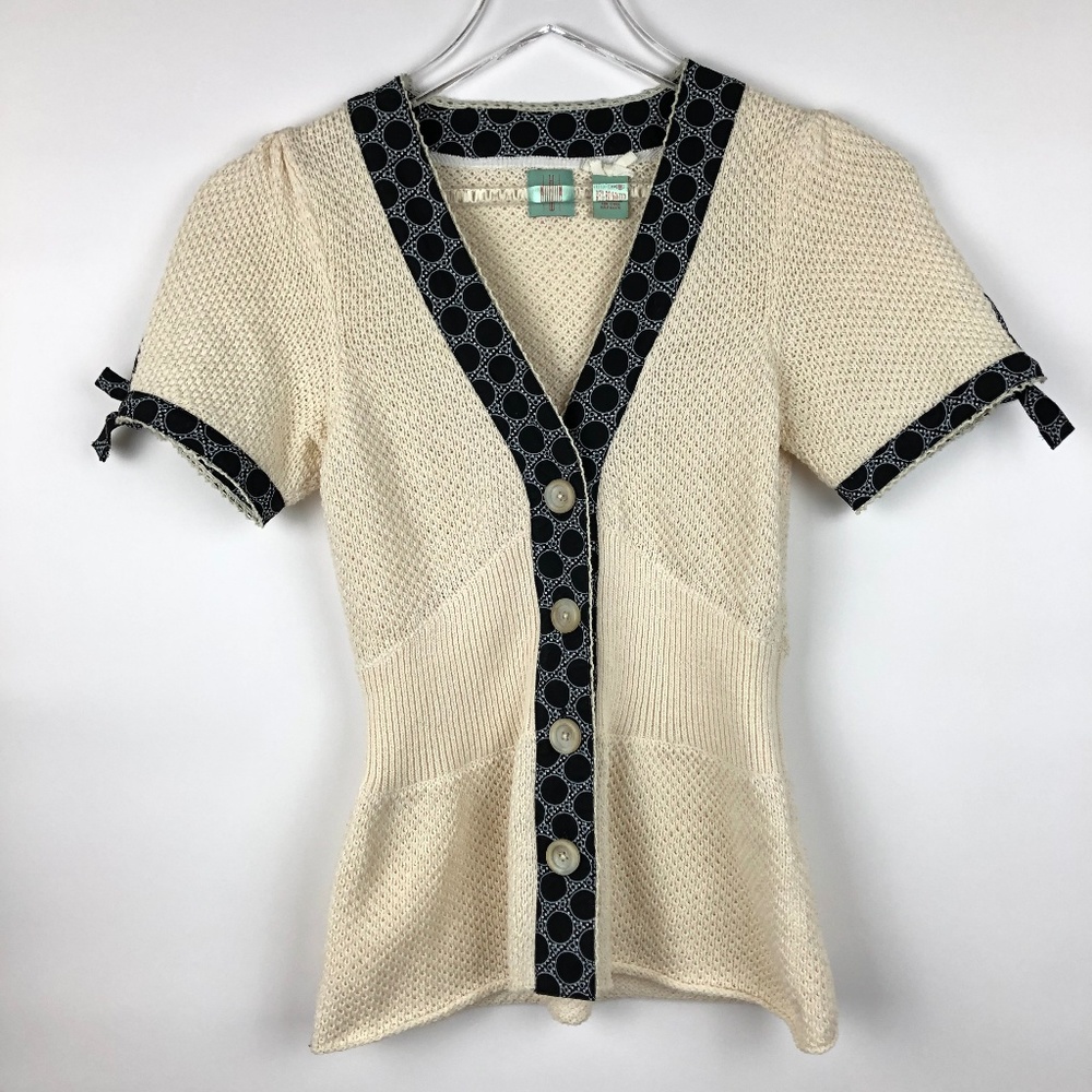 Anthropologie HWR S Knit Peplum Cardigan Sweater
